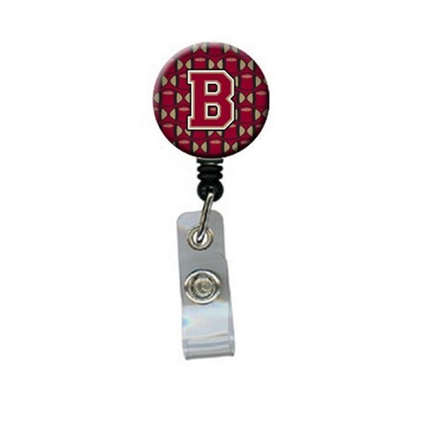 Carolines Treasures Letter B Football Garnet and Gold Retractable Badge Reel CJ1078-BBR